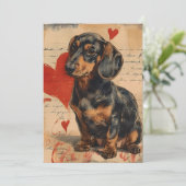 Dachshund Vintage Valentijnsdag Feestdagenkaart (Staand voorkant)