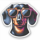 Dachshund Vinyl Sticker - Zonnebril (Voorkant)