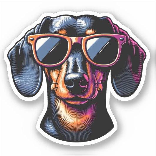 Dachshund Vinyl Sticker - Zonnebril (Voorkant)