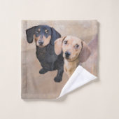 Dachshund (vloeiend) schilderen - Oorspronkelijke  Bad Handdoek (Wasdoekje)