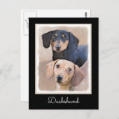 Dachshund (vloeiend) schilderen - Oorspronkelijke Briefkaart (Voorkant / Achterkant)
