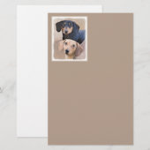 Dachshund (vloeiend) schilderen - Oorspronkelijke  Briefpapier (Voorkant / Achterkant)