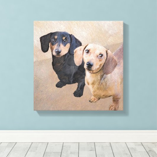 Dachshund (vloeiend) schilderen - Oorspronkelijke Canvas Afdruk (Insitu (Houten vloer))