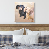 Dachshund (vloeiend) schilderen - Oorspronkelijke  Canvas Afdruk (Insitu (Slaapkamer))