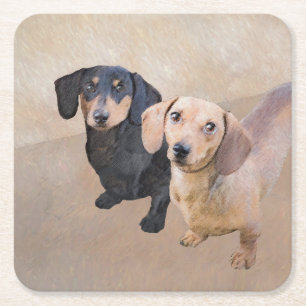 Dachshund (vloeiend) schilderen - Oorspronkelijke  Kartonnen Onderzetters