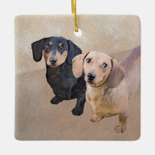 Dachshund (vloeiend) schilderen - Oorspronkelijke  Keramisch Ornament (Voorkant)