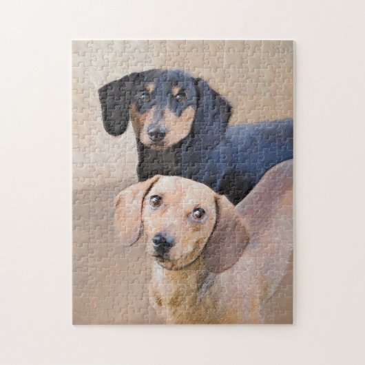 Dachshund (vloeiend) schilderen - Oorspronkelijke  Legpuzzel (Verticaal)