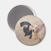 Dachshund (vloeiend) schilderen - Oorspronkelijke Magneet (Voorkant / Achterkant)