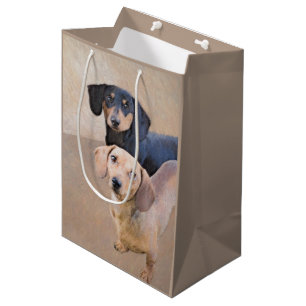 Dachshund (vloeiend) schilderen - Oorspronkelijke Medium Cadeauzakje