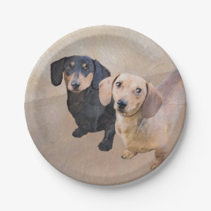 Dachshund (vloeiend) schilderen - Oorspronkelijke  Papieren Bordje