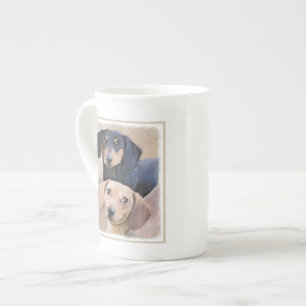 Dachshund (vloeiend) schilderen - Oorspronkelijke Porselein Kop