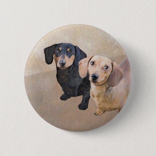 Dachshund (vloeiend) schilderen - Oorspronkelijke Ronde Button 5,7 Cm (Voorkant)