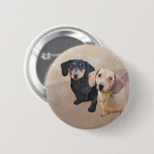 Dachshund (vloeiend) schilderen - Oorspronkelijke Ronde Button 5,7 Cm (Voorkant /achterkant)