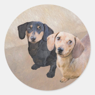 Dachshund (vloeiend) schilderen - Oorspronkelijke  Ronde Sticker