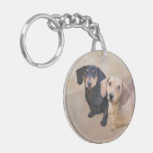 Dachshund (vloeiend) schilderen - Oorspronkelijke  Sleutelhanger (Voorkant Links)