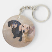Dachshund (vloeiend) schilderen - Oorspronkelijke  Sleutelhanger (Achterkant)