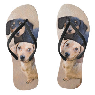 Dachshund (vloeiend) schilderen - Oorspronkelijke  Teenslippers