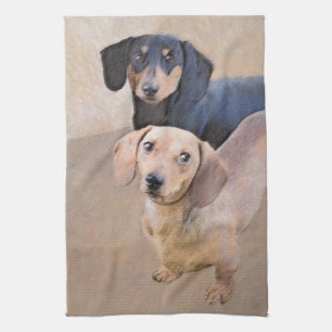 Dachshund (vloeiend) schilderen - Oorspronkelijke  Theedoek