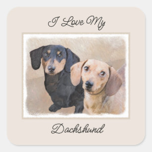 Dachshund (vloeiend) schilderen - Oorspronkelijke  Vierkante Sticker