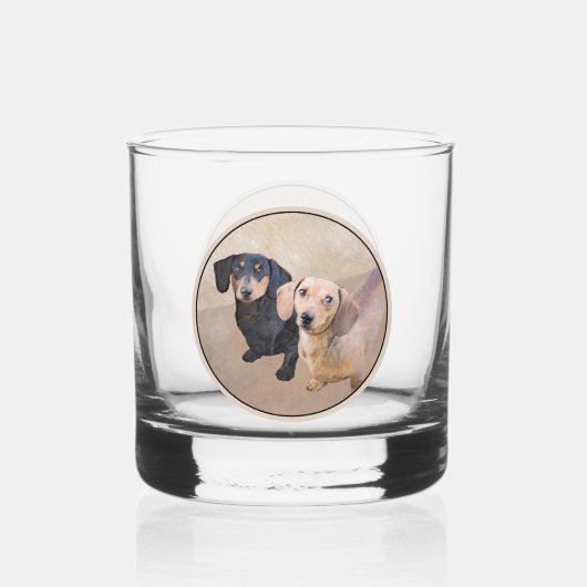 Dachshund (vloeiend) schilderen - Oorspronkelijke  Whisky Glas (Voorkant)