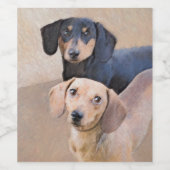 Dachshund (vloeiend) schilderen - Oorspronkelijke  Wijn Etiket (Enkel label)