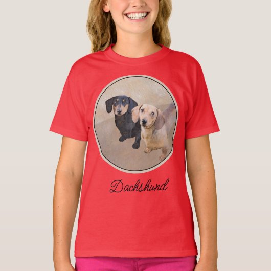 Dachshund (vloeiend) schilderen - Origineel Hond A T-shirt (Voorkant)