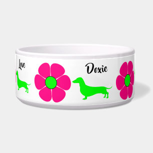 Dachshund Voerbak Roze Doxies Voerbakje