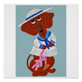 Dachshund Vouw Wenskaart Perfect Poster