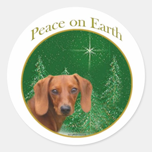 Dachshund Vrede op Aarde - Sticker (Voorkant)
