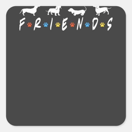 Dachshund Vrienden Vierkante Sticker (Voorkant)