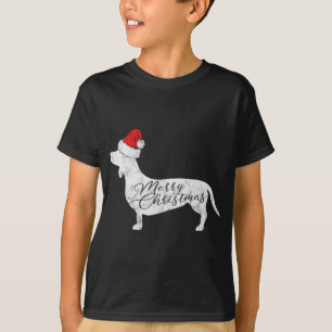 Dachshund Vrolijk Kerstfeest I Doxie Santa Silhoue T-shirt
