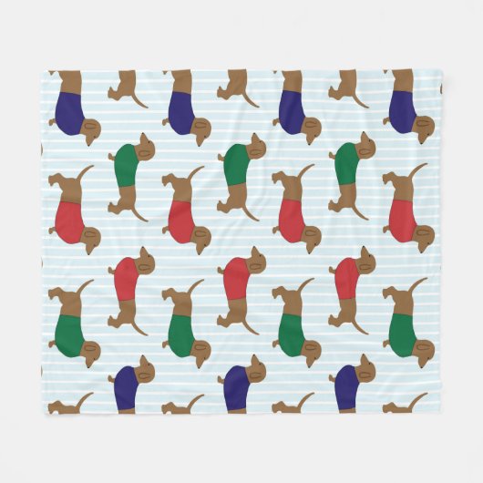 dachshund-wallpapier fleece deken (Voorkant (Horizontaal))