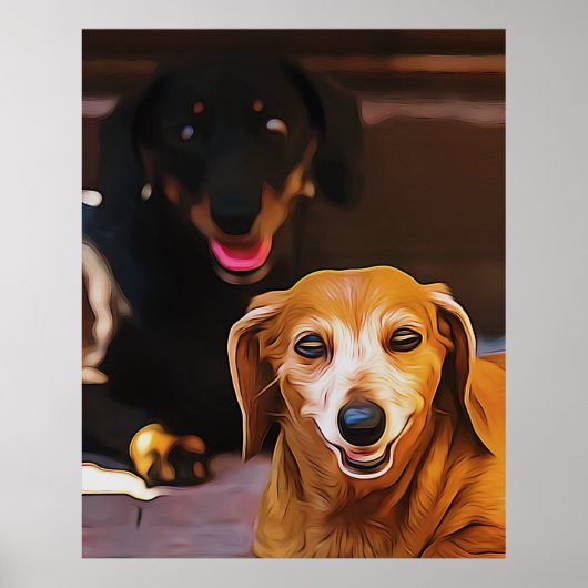 Dachshund warm tijdens de zomerhitte poster (Voorkant)