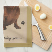 Dachshund Watching Kitchen Towel Theedoek (Quarter Fold)