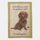 Dachshund Watching Kitchen Towel Theedoek (Verticaal)