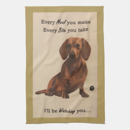 Dachshund Watching Kitchen Towel Theedoek (Verticaal)