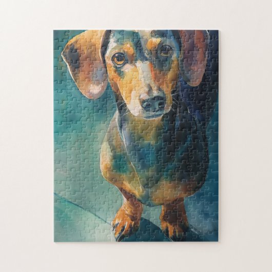 Dachshund watercolor portret legpuzzel (Verticaal)
