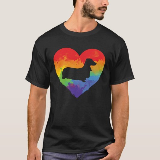 Dachshund Watercolor Rainbow Heart for Dachshund T-shirt (Voorkant)