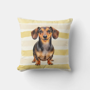 Dachshund Watercolor Warm Streep Kunst Kussen