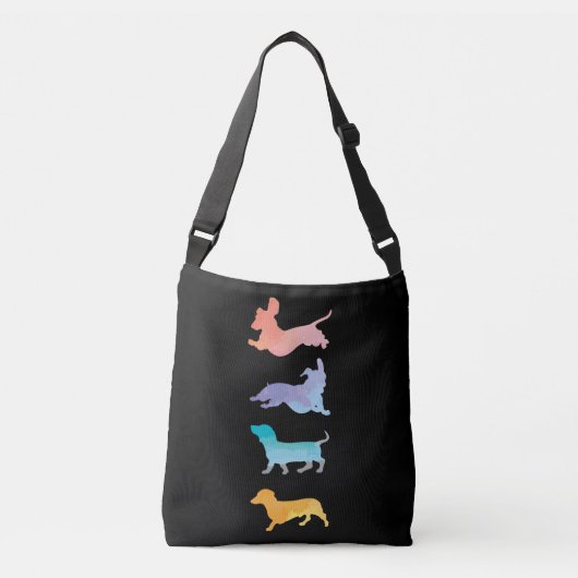 Dachshund Watercolour Crossbody Tas (Voorkant)