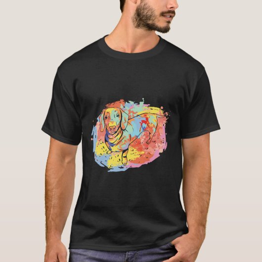 Dachshund Waterverf Art T-shirt (Voorkant)