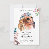 Dachshund Waterverf Baby shower Kaart (Voorkant)