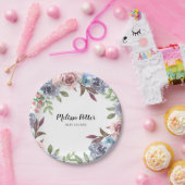 Dachshund Waterverf Flowers Baby shower Papieren Bordje (Feest)