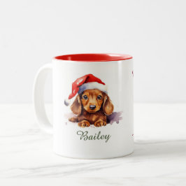 Dachshund Waterverf Kerstmis Mok