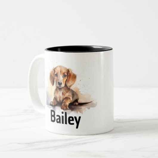 Dachshund Waterverf Mok (Voorkant links)