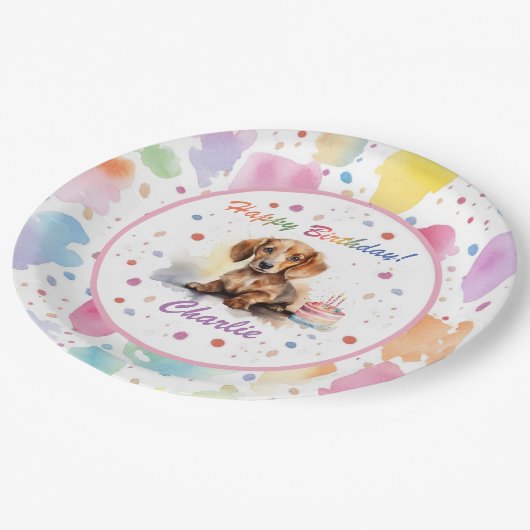 Dachshund Waterverf Papier Bord (Gekanteld)