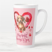Dachshund Waterverf Valentijnsdag Latte Mok (Rechts)