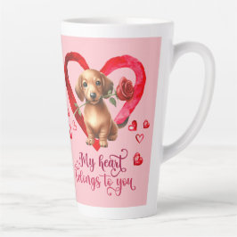 Dachshund Waterverf Valentijnsdag Latte Mok