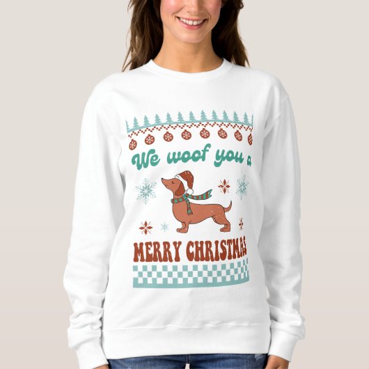 Dachshund We woof you Een vrolijk kerstfeest Trui (Voorkant)