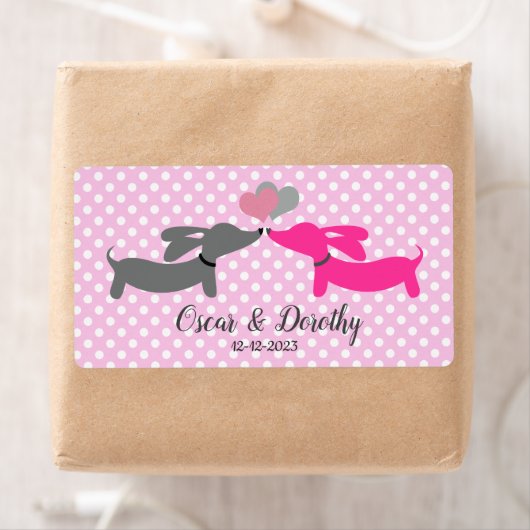 Dachshund Wedding Gift Label Labels personaliseren (Insitu)